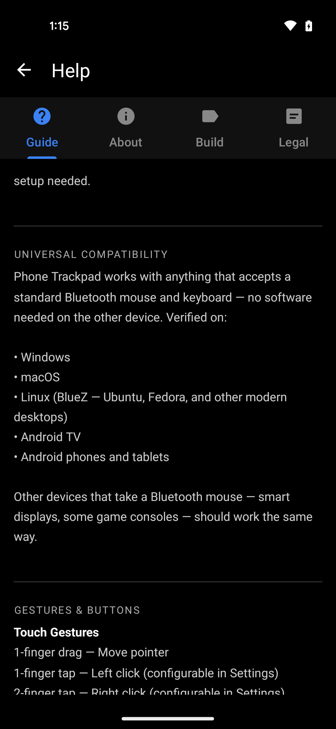 Host compatibility list inside the app
